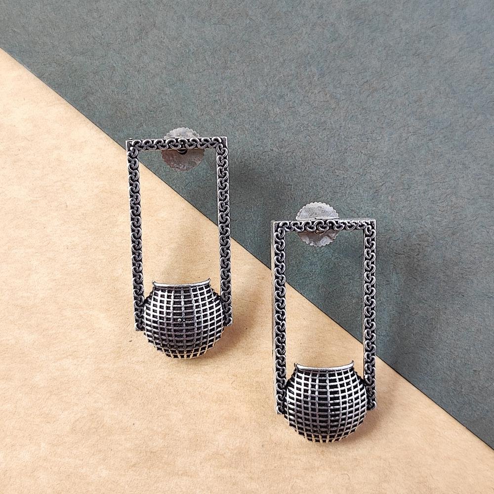 lightweight german silver drop earrings for modern look