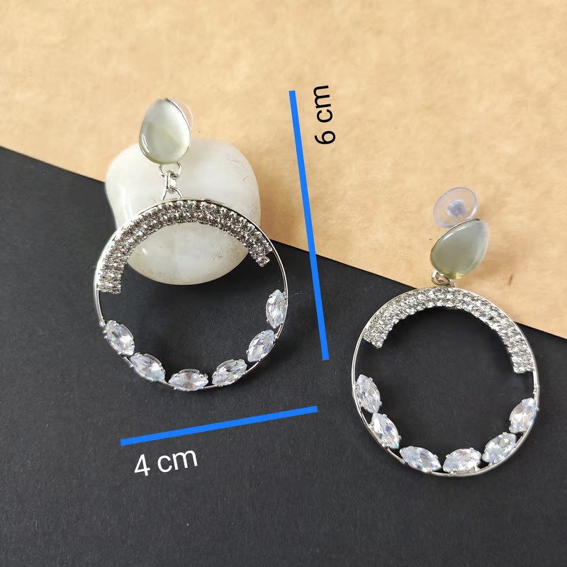 Trendy White Stone Chandbali Earrings for Women