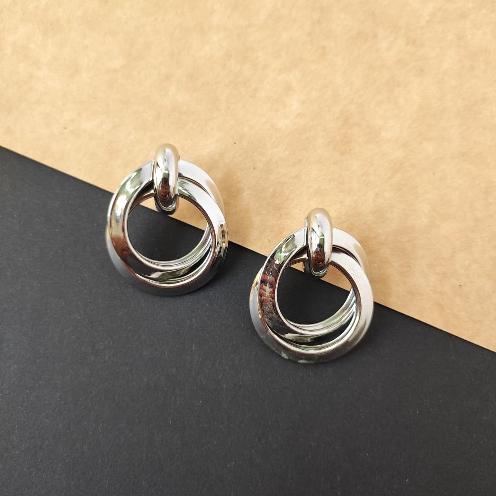 Interlocked Silver look Stud Earrings for trendy look