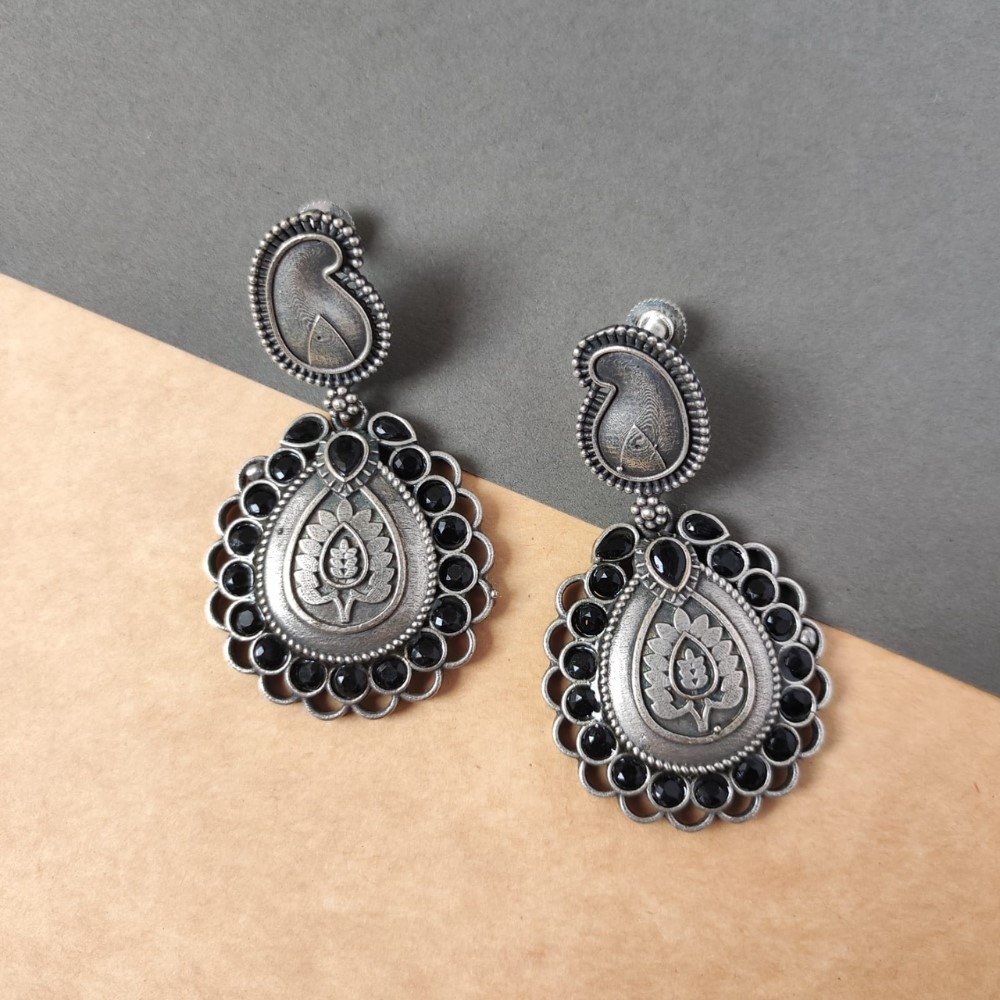 Silver Replica Long Chandbali Earrings
