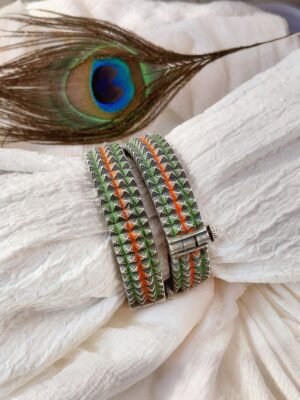 Hand painted silver look alike bangles/kada for women