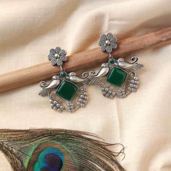 Traditional chandbali earrings for women with oxidized finish under 150