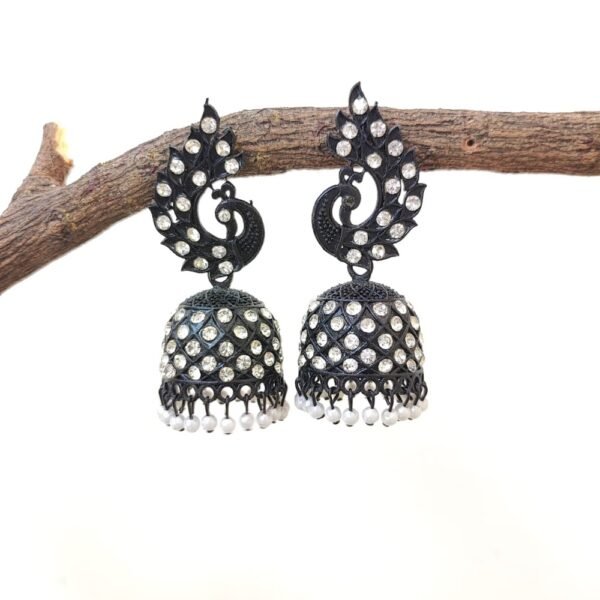 Lightweight Antique Black Oxidised Jhumka Earrings for for modern ethnic fashion
