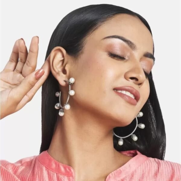 Trendy Pearl Hoop Earrings for women