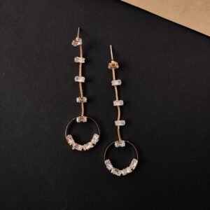 Rose Gold ad Stone Western Dangle Earrings for party wear look
