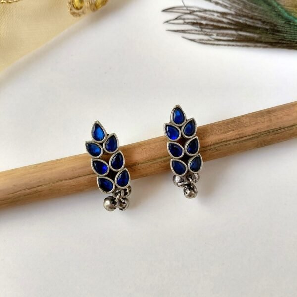 Traditional stone earrings with antique silver tone for women under 80