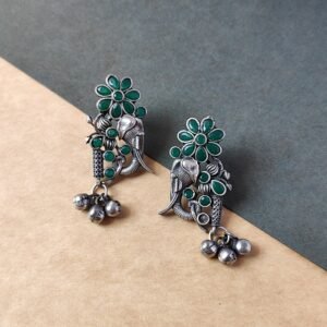Antique Elephant motif oxidized stud earrings for women