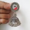 Trendy Silver Oxidised Mirror Jhumka Earrings For Women