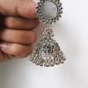 Trendy Silver Oxidised Mirror Jhumka Earrings For Women