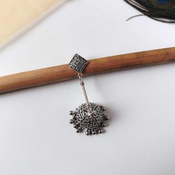 2025/09/1000616364-scaled.jpg Handmade Silver oxidised long jhumka earrings for women