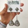 Handmade Silver oxidised long jhumka earrings lightweight Handmade oxidised long Jhumka earrings for women festive look under 125