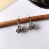 Silver oxidised triangle design hook jhumka earrings for women