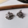 Silver oxidised triangle design hook jhumka earrings for women