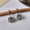 2025/09/1000616403-scaled.jpg Silver oxidised peacock stud jhumka earrings for women