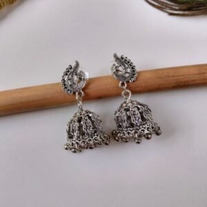 Not your usual jhumka — a unique handcrafted Trending silver oxidised radha krishna jhumka earrings design for women under 100