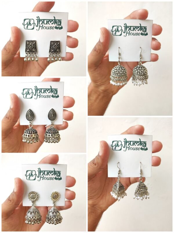 Combo pack of 5 pairs of Handmade oxidised earrings for daily or occasional wear
