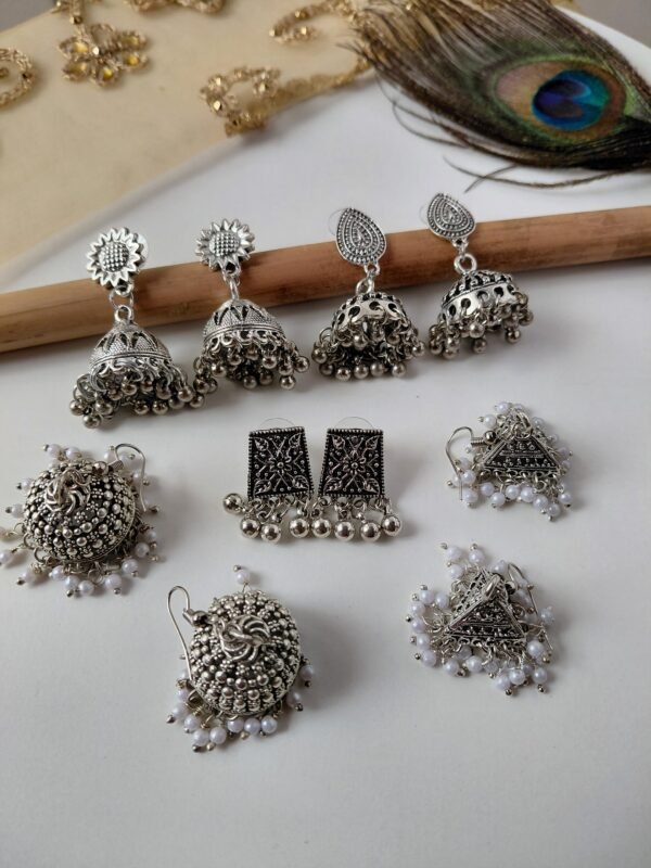 Combo pack of 5 pairs of oxidised earrings
