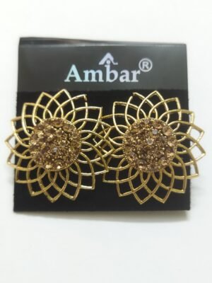 Imitation Golden floral stud earrings