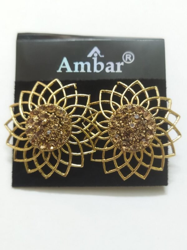 Imitation Golden floral stud earrings