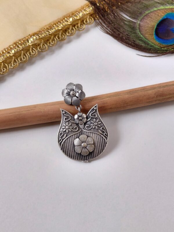 Oxidised statement floral stud dangle earrings for trendy look