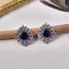 Silver look alike oxidised floral stud earrings