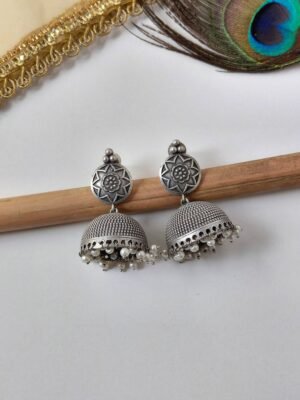 Statement Oxidised Jhumka Earrings