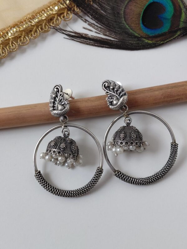 Unique Peacock stud jhumka hanging chandbali earrings