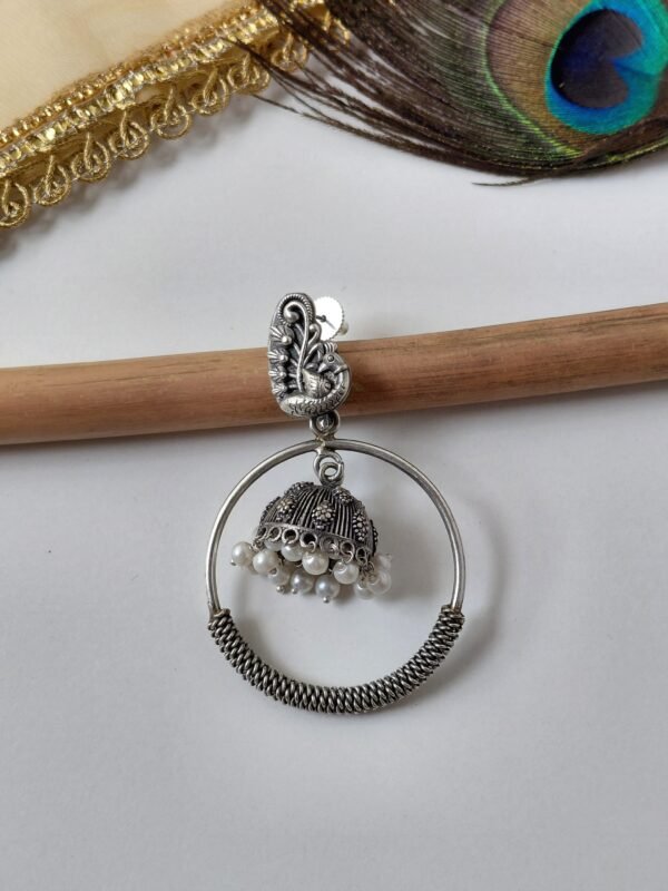 Unique Peacock stud jhumka hanging chandbali earrings