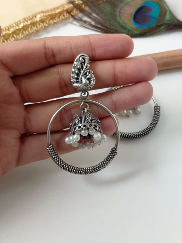 Unique Peacock stud jhumka hanging chandbali earrings