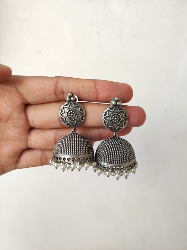 Statement Oxidised Jhumka Earrings