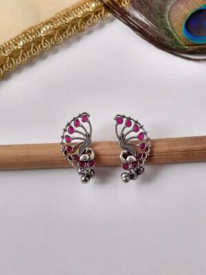 2026/01/1000935408.jpg Peacock Ghunghru Stud Earrings