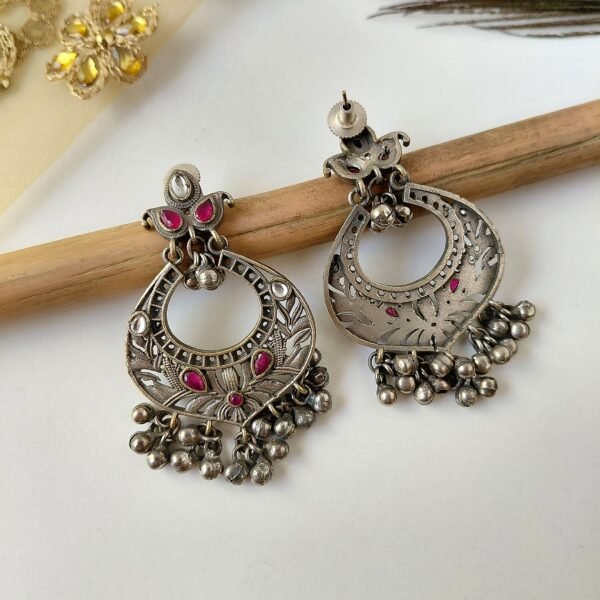 Silver Look Chandbali Earrings