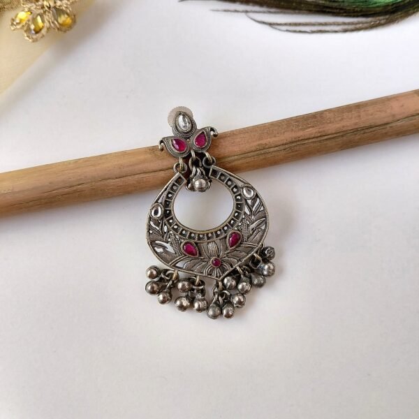 Silver Look Chandbali Earrings