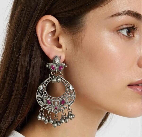 Silver Look Chandbali Earrings