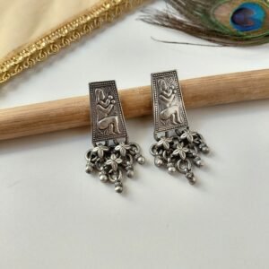 Antique Silver Handmade Stud Ghunghroo Earrings