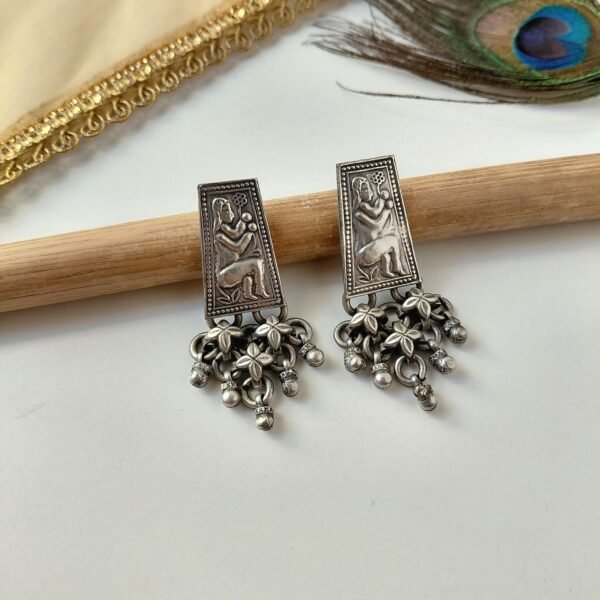 Antique Silver Handmade Stud Ghunghroo Earrings