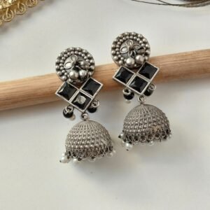 Oxidised Statement Long Jhumka Earrings