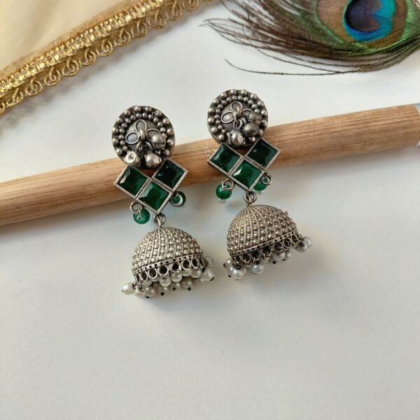 Oxidised Statement Long Jhumka Earrings