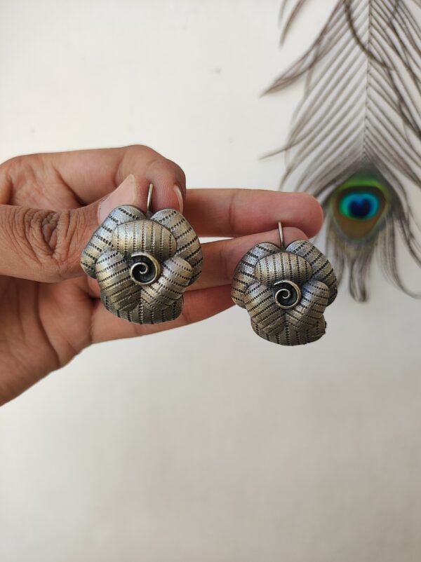 Oxidised Rose Bugadi Earrings