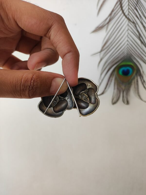 Oxidised Rose Bugadi Earrings