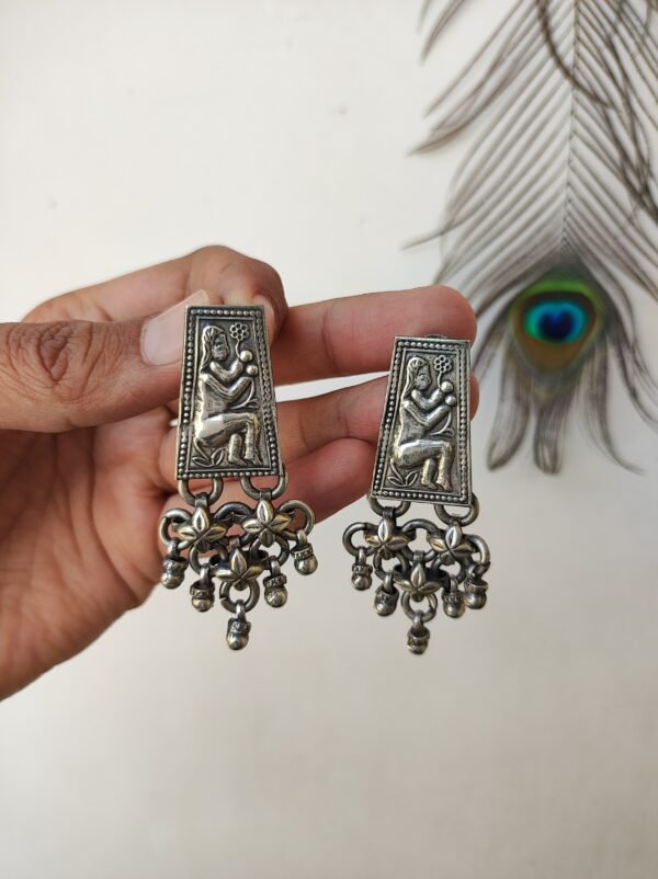 Antique Silver Handmade Stud Ghunghroo Earrings