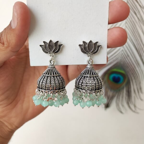 Lotus Stud Jhumka Earrings