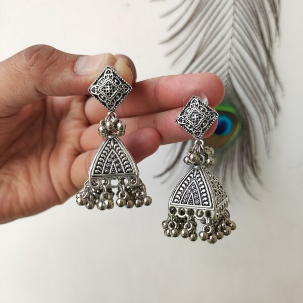 Oxidised Jhumka Earrings