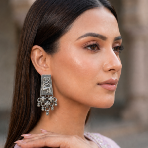 Antique Silver Handmade Stud Ghunghroo Earrings