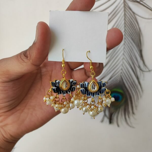 Lotus Kundan Dangler Earring