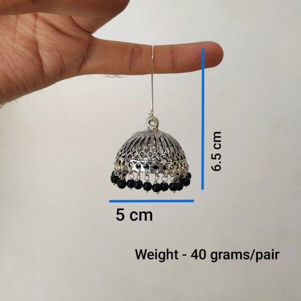 silver oxidised hanging jhumka earrings (black)