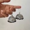 silver oxidised hanging jhumka earrings (black)