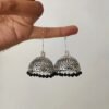 silver oxidised hanging jhumka earrings (black)