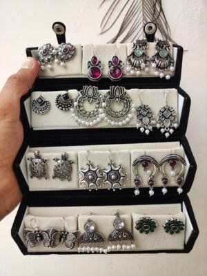 12 Pairs Designer Oxidized Earrings Box