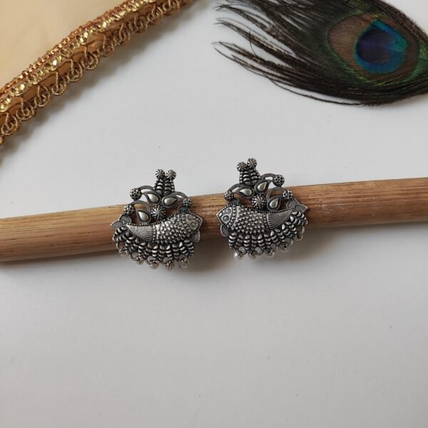 Oxidised Minimal Fish Stud Earring